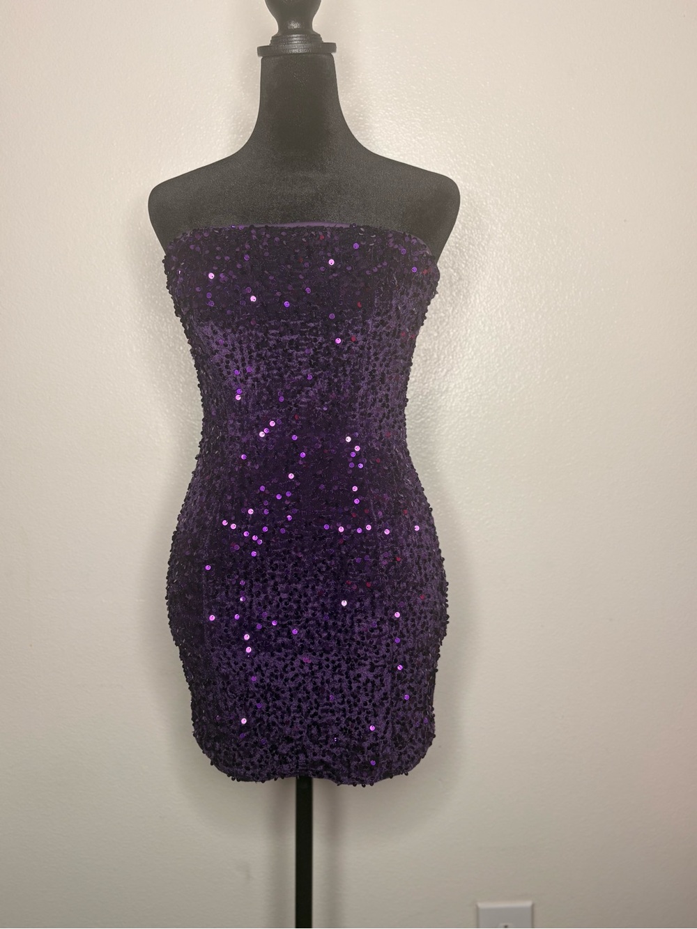 Fashion Nova Strapless Purple Sequin Bodycon Dress XS new